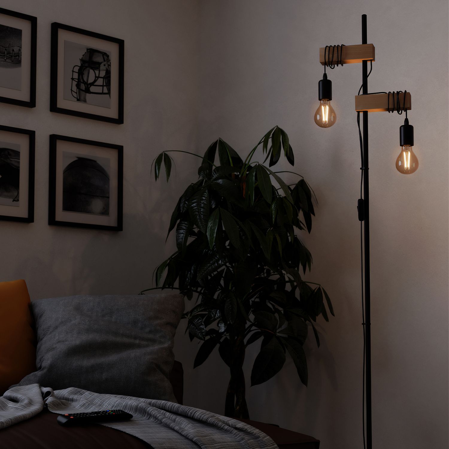 EGLO Townshend floor lamp black oak 166.5cm, imported from the UK