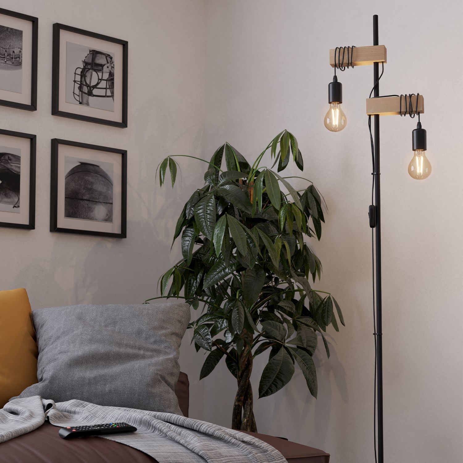 EGLO Townshend floor lamp black oak 166.5cm, imported from the UK