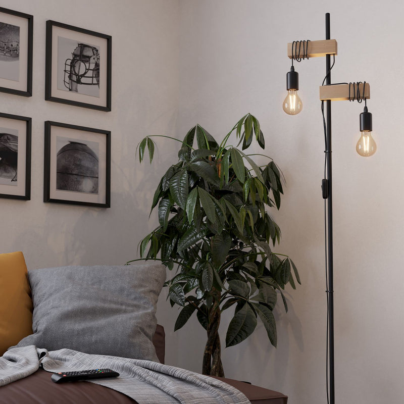 EGLO Townshend floor lamp black oak 166.5cm, imported from the UK