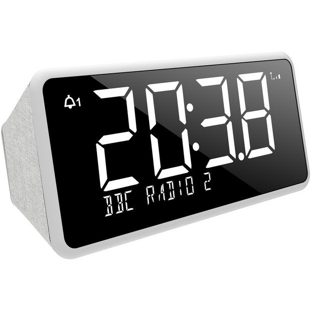 Bush Oxford DAB clock radio in white compact size, UK version