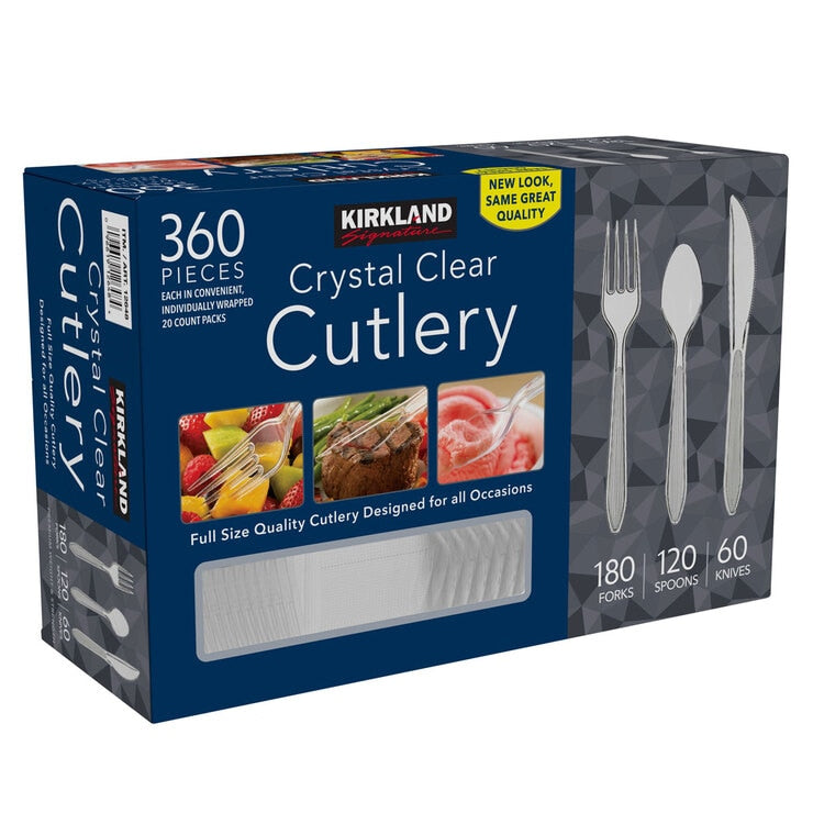 Kirkland Signature Crystal Clear Disposable Cutlery 360 Pieces