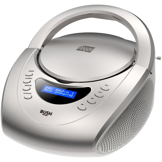 Bush CD Boombox with DAB radio silver, imported from the UK