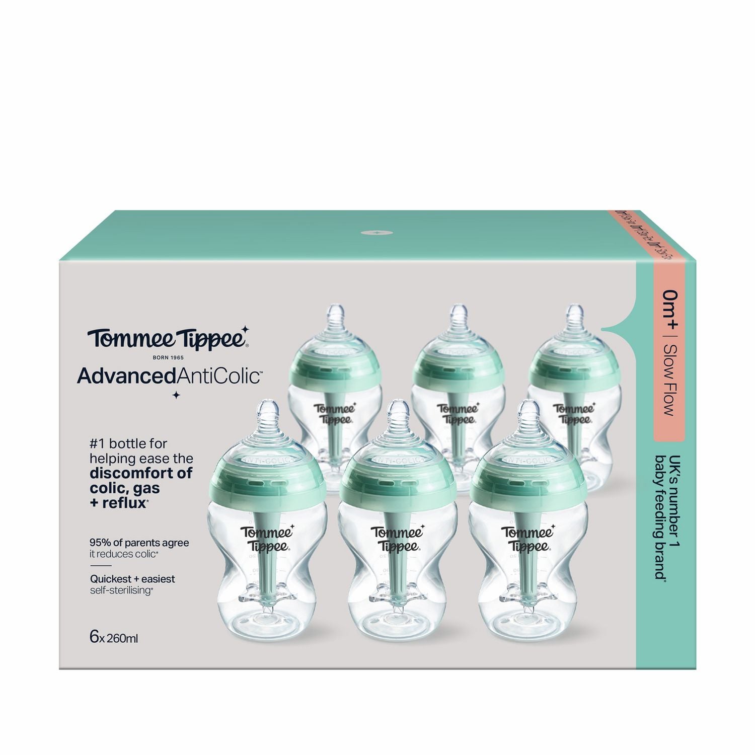 Tommee Tippee anti-colic baby bottles 6-pack (British brand)