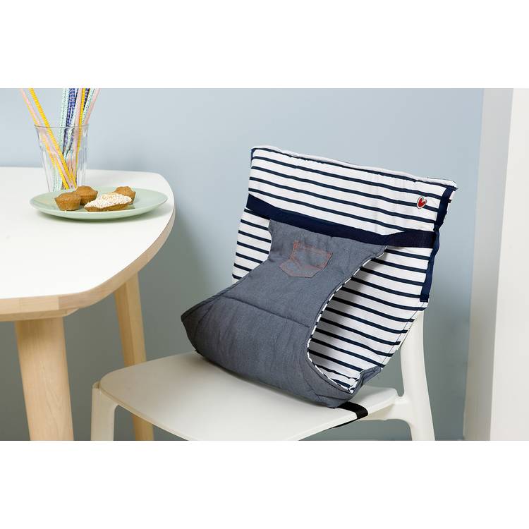 BabyToLove travel booster seat blue stripes, imported from the UK