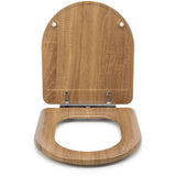Croydex slow close D-shaped toilet seat oak finish, imported from the UK