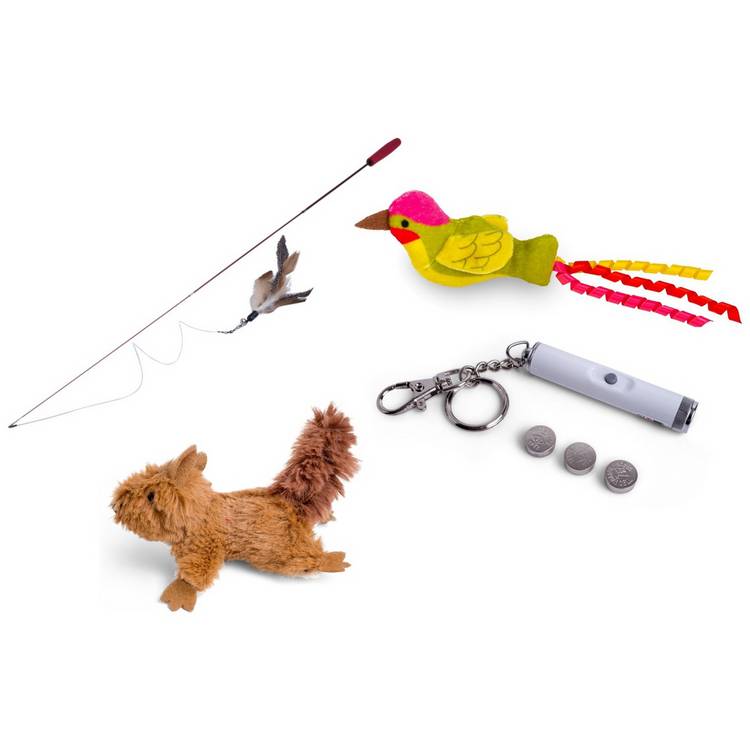 Petface cat toy bundle multicoloured with wand and catnip (British brand)