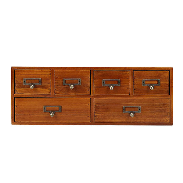 Livingandhome retro wood 6-drawer desk organizer - British product