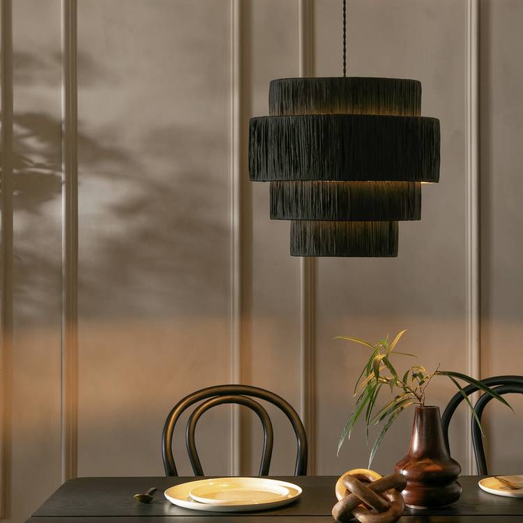 Argos Home black raffia 4 tier lampshade 40cm - British product