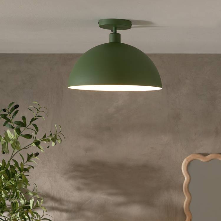 Habitat steel mushroom flush ceiling light in green - British product