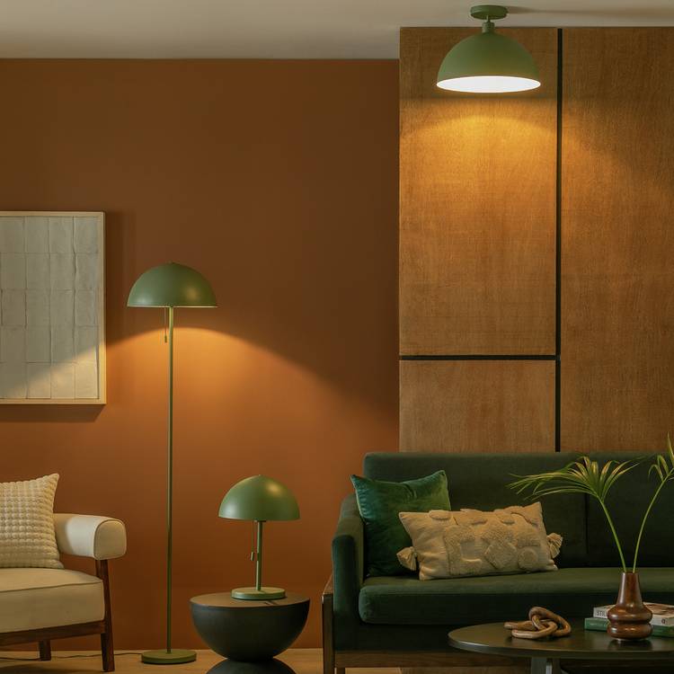 Habitat steel mushroom flush ceiling light in green - British product