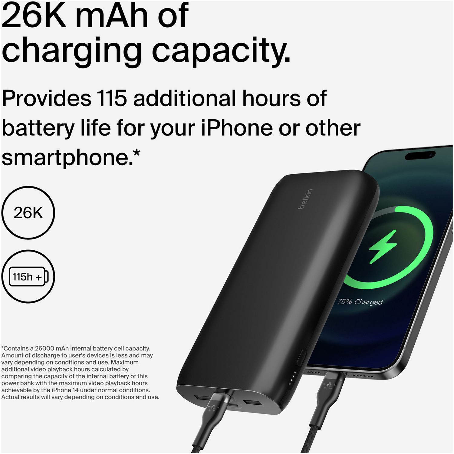 Belkin portable power bank PD 26000mAh, imported from the UK