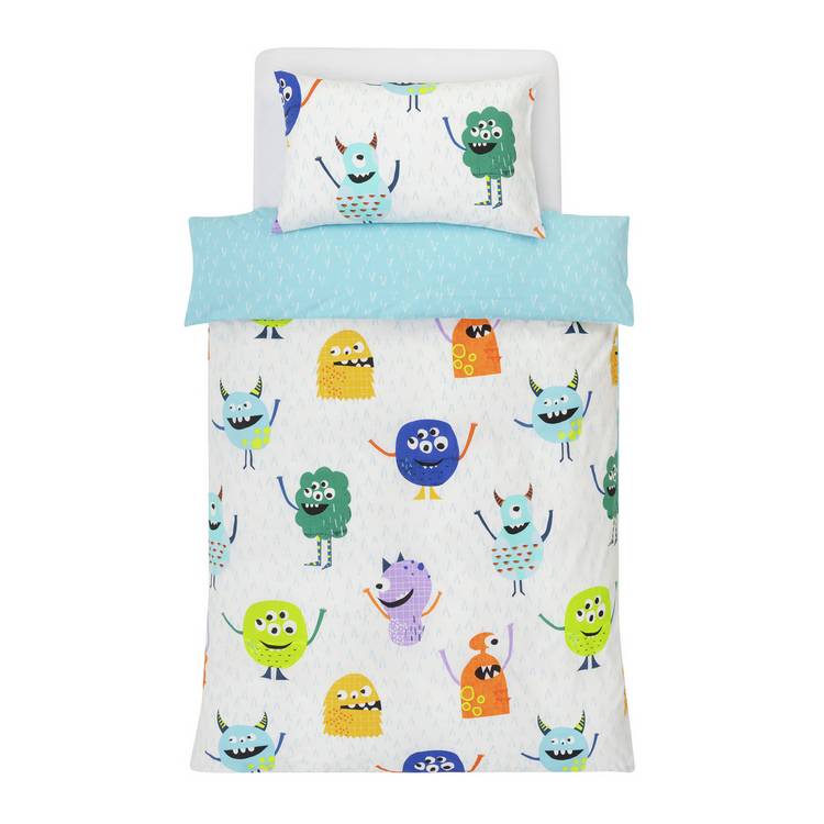 Argos Home monsters reversible toddler bedding set white duvet cover (British brand)