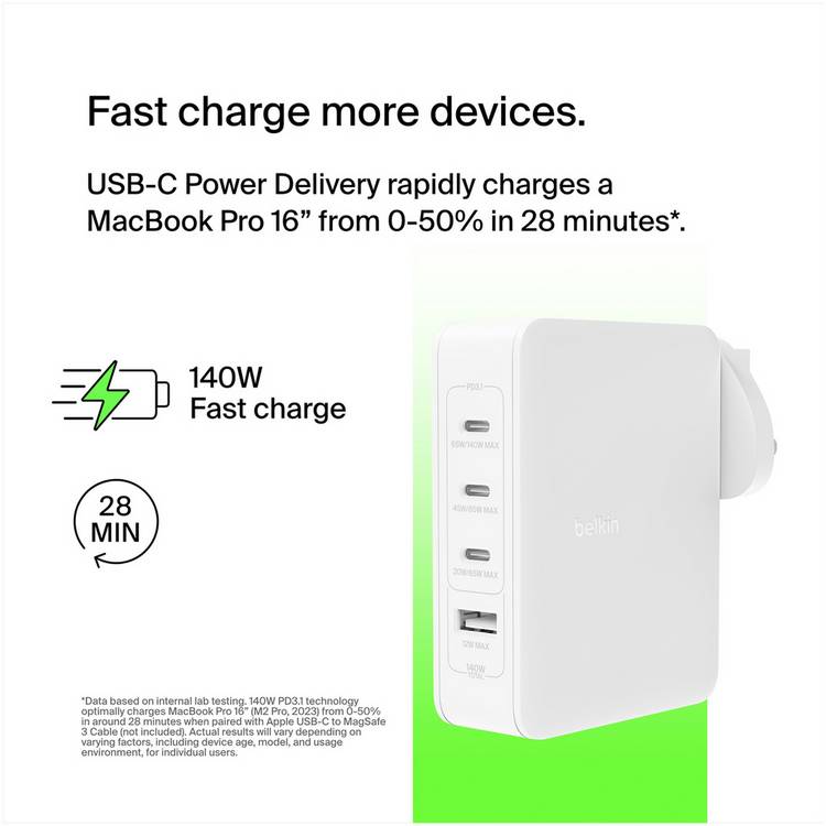 Belkin 140W GaN 4-port charger, UK version