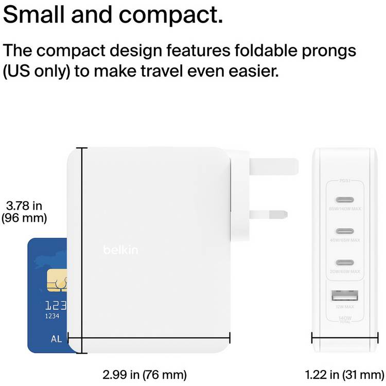 Belkin 140W GaN 4-port charger, UK version