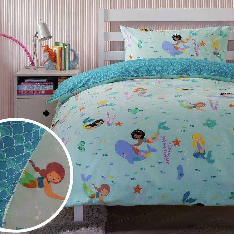 Argos Home Kids Bedding Blue Mermaids Single (British brand)