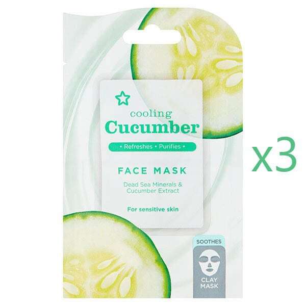 Superdrug Cucumber Cooling Face Mask x3 Bundle