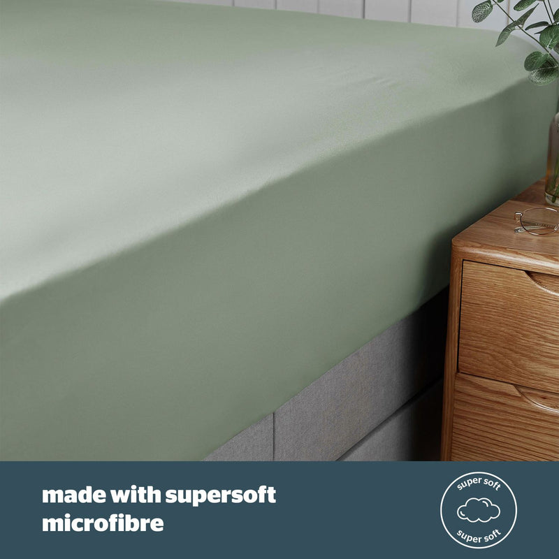 Silentnight Supersoft 28cm Sage Green Fitted Sheet - Single