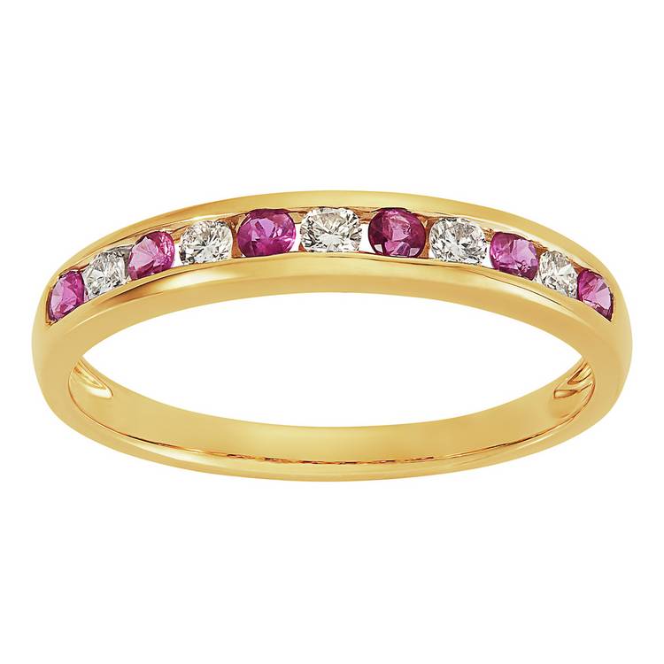 Revere 9ct gold diamond and ruby eternity ring, UK version