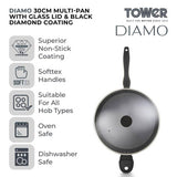 Tower Diamo 30cm lidded saute pan, UK version