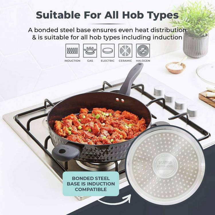 Tower Diamo 30cm lidded saute pan, UK version