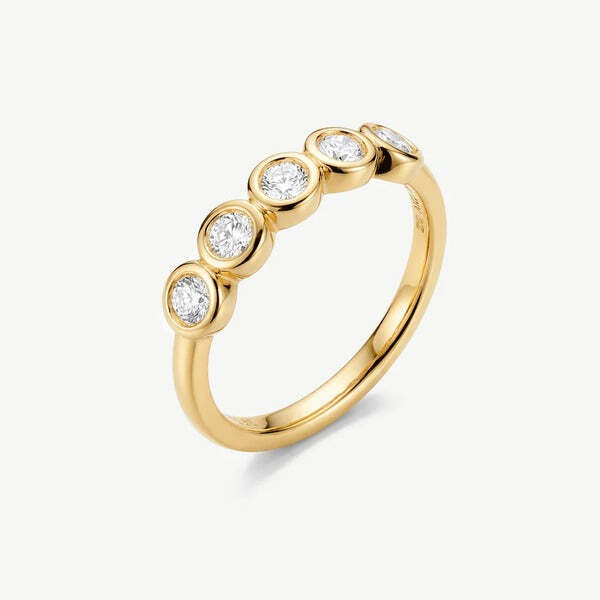 MUCHV gold stacking ring with moissanite stones, UK version
