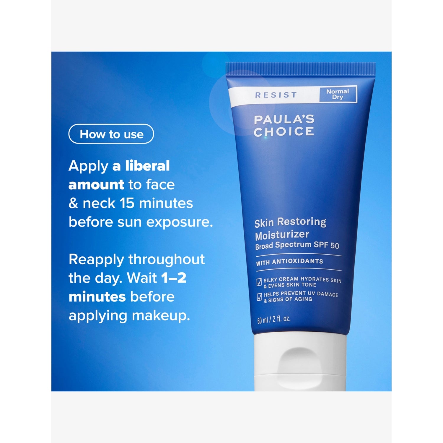Paula's Choice Resist Skin Restoring SPF 50 moisturiser 60ml, imported from the UK