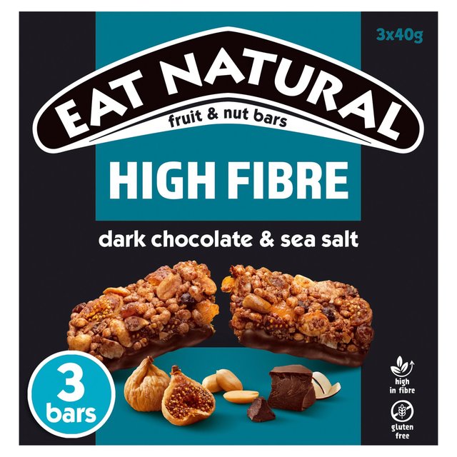 Eat Natural Fibre Packed Dark Chocolate & Sea Salt Bars   3 x 40g GOODS M&S   