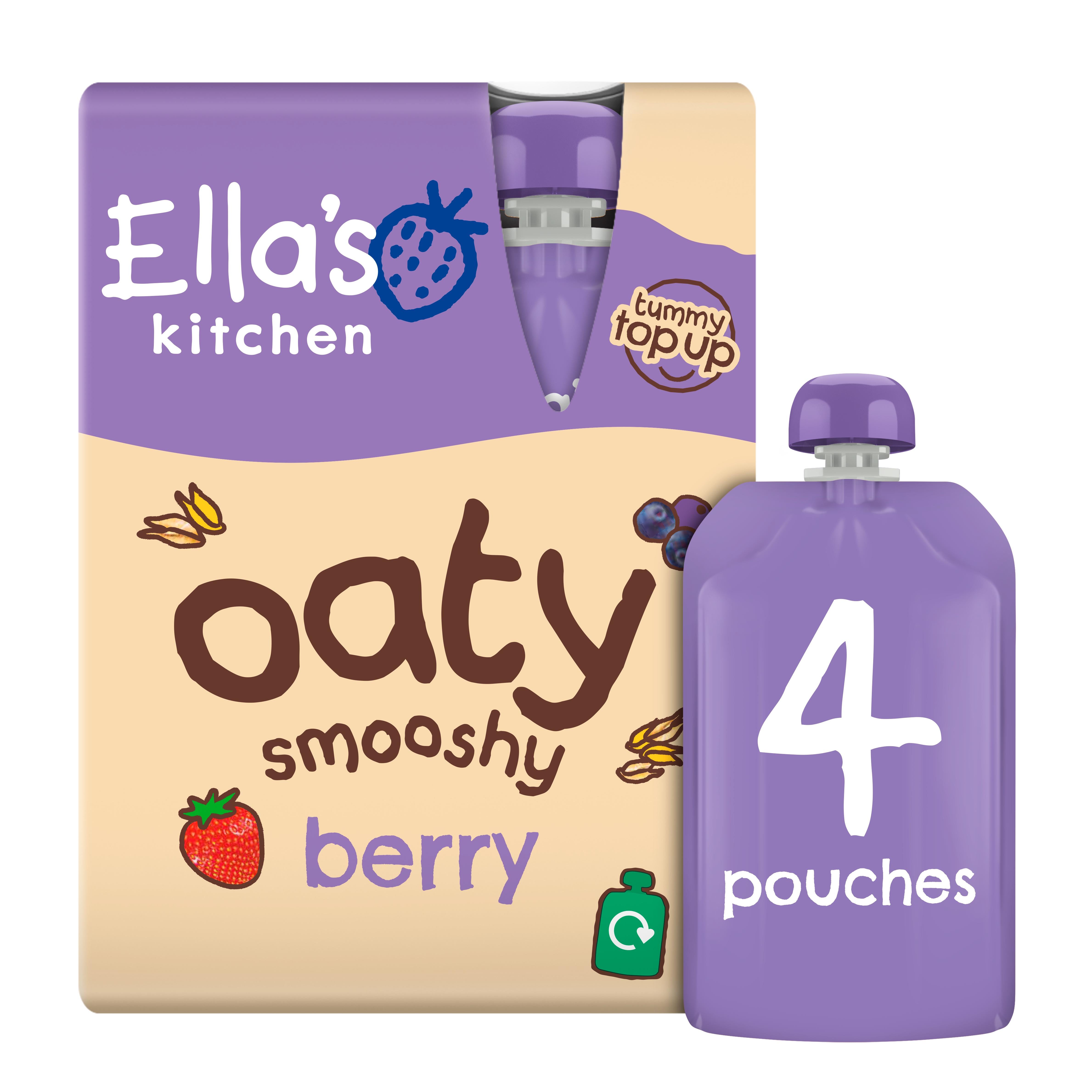 Ella's Kitchen Berry Oaty Smooshy 4 x 90g, imported from the UK