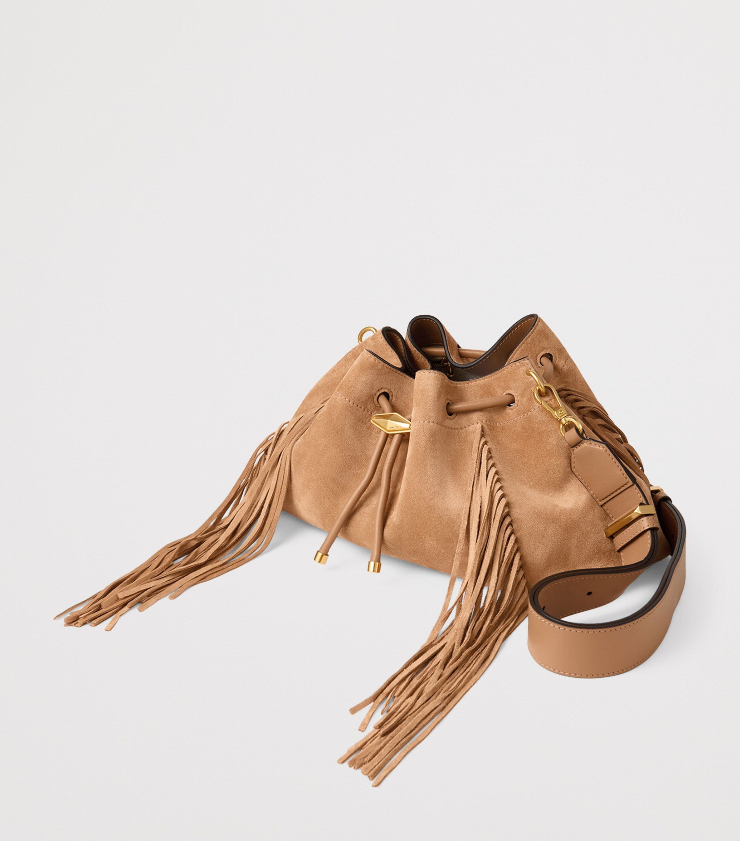Jimmy Choo medium suede cinch bucket bag (British brand)