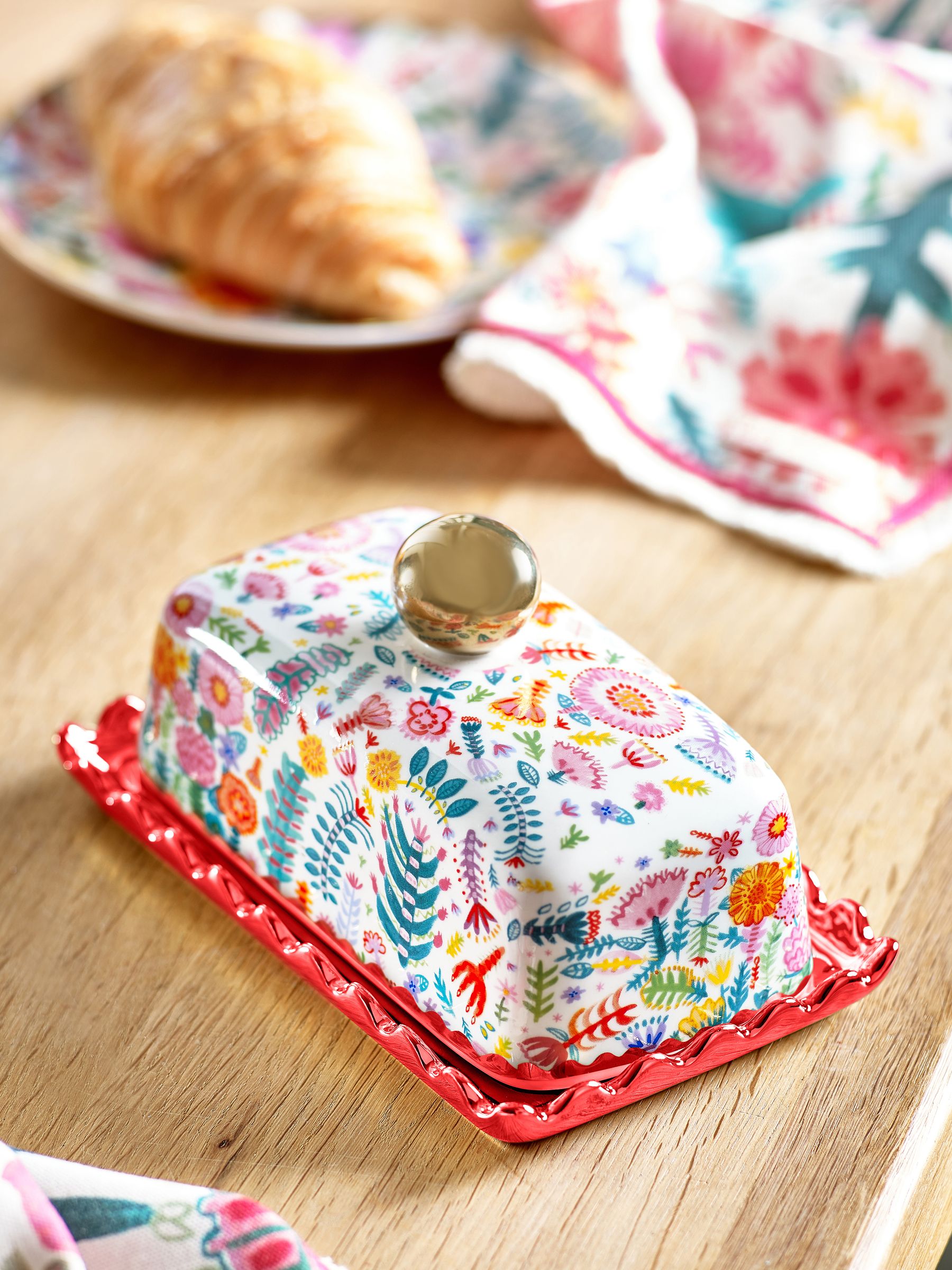 Lucy Tiffney Multi Floral Butter Dish