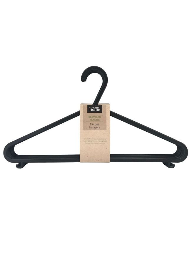 George Home Black Clothes Hangers 25PK General Household ASDA   