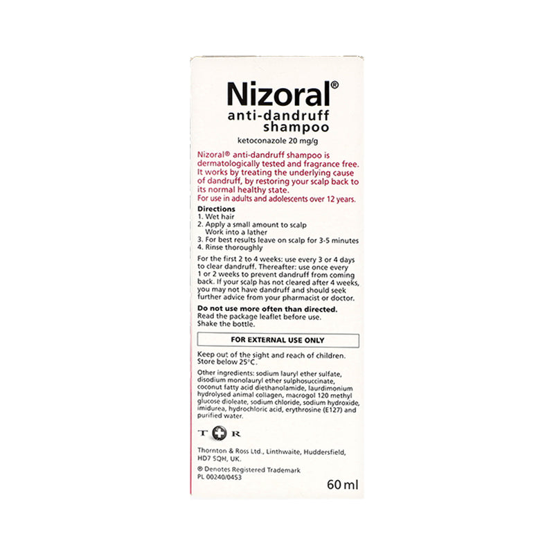 Nizoral anti-dandruff shampoo 2% ketoconazole 60ml (British brand)