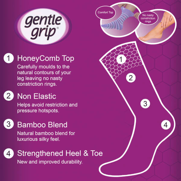 Gentle Grip Bamboo socks 6 pack non elastic, UK version