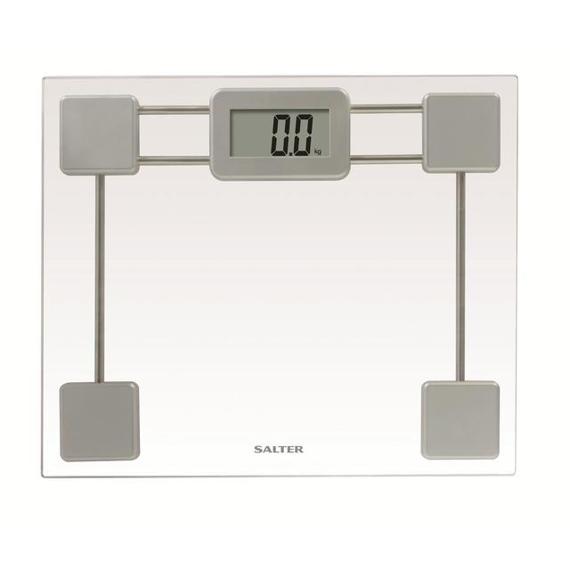 Salter Toughened Glass Compact Electronic Bathroom Scale - Silver GOODS M&S   