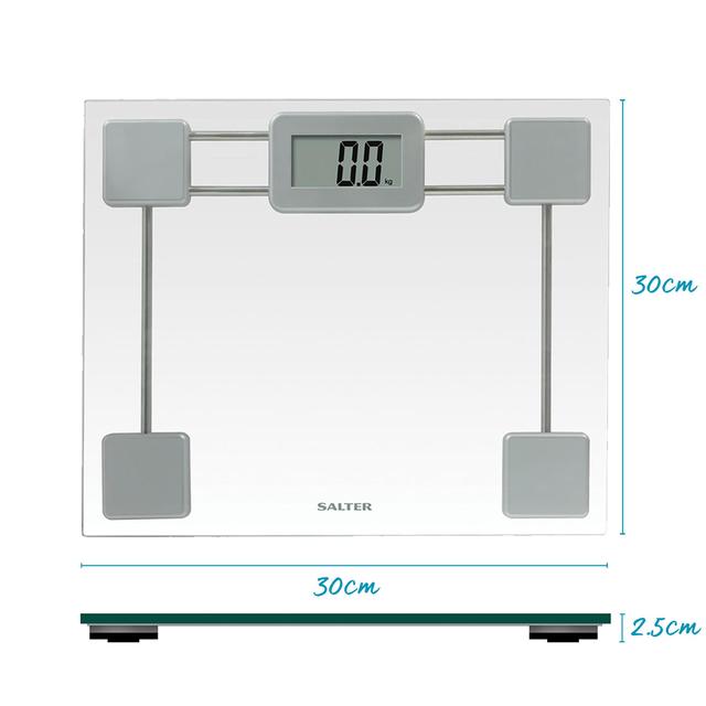 Salter Toughened Glass Compact Electronic Bathroom Scale - Silver GOODS M&S   