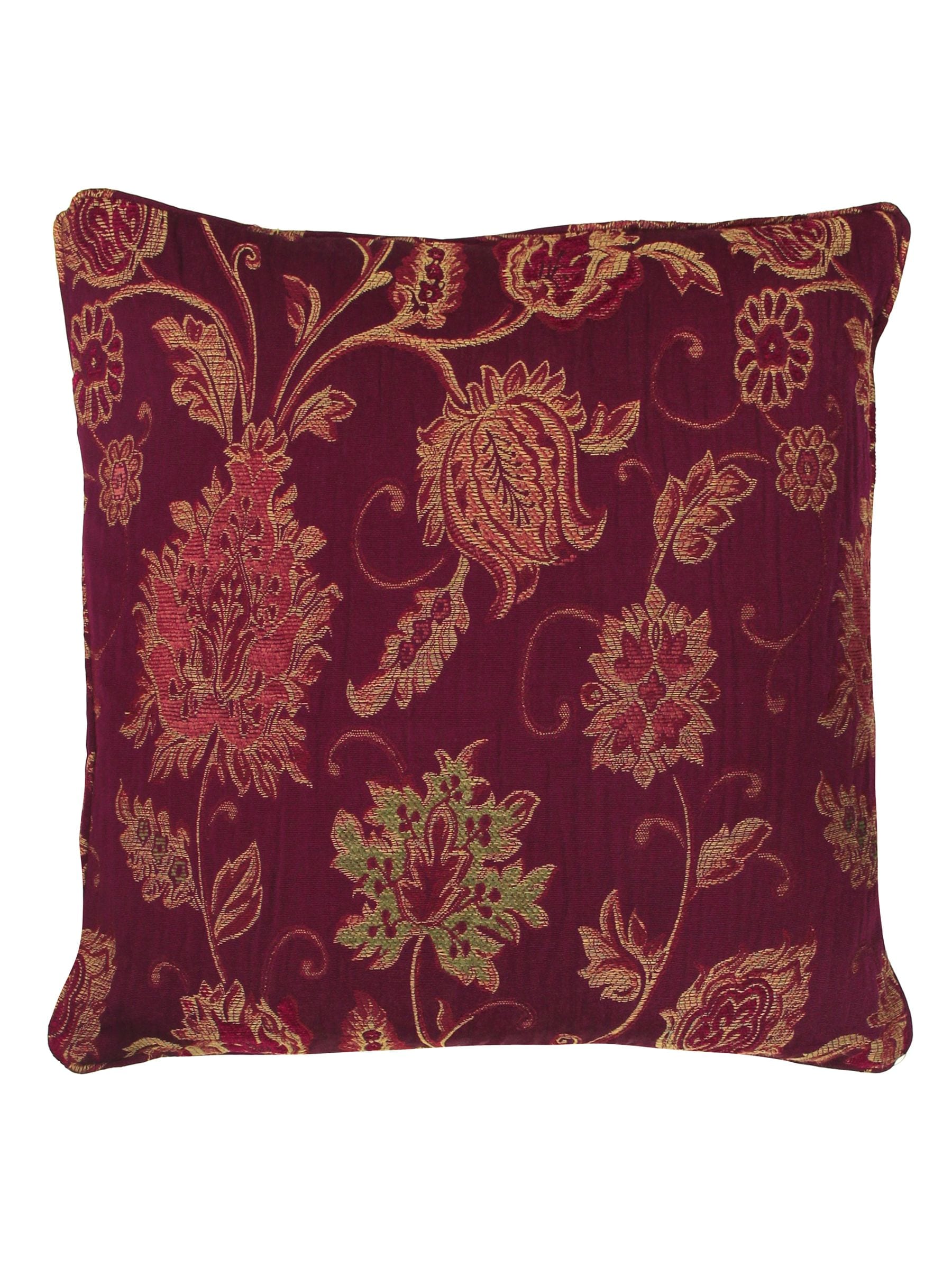 Riva Paoletti Burgundy Red Zurich Floral Jacquard cushion, UK version