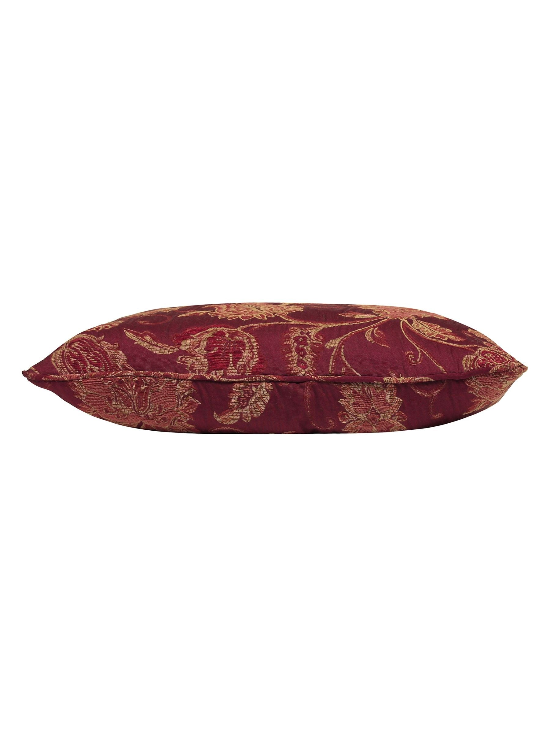 Riva Paoletti Burgundy Red Zurich Floral Jacquard cushion, UK version