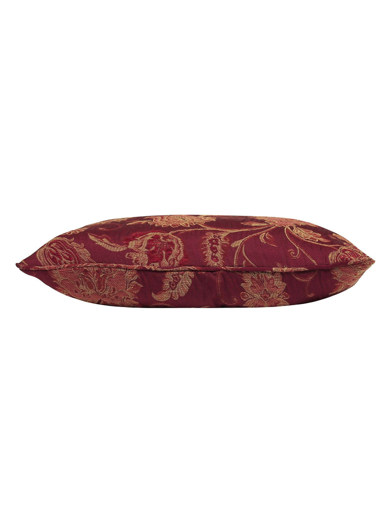 Riva Paoletti Burgundy Red Zurich Floral Jacquard cushion, UK version