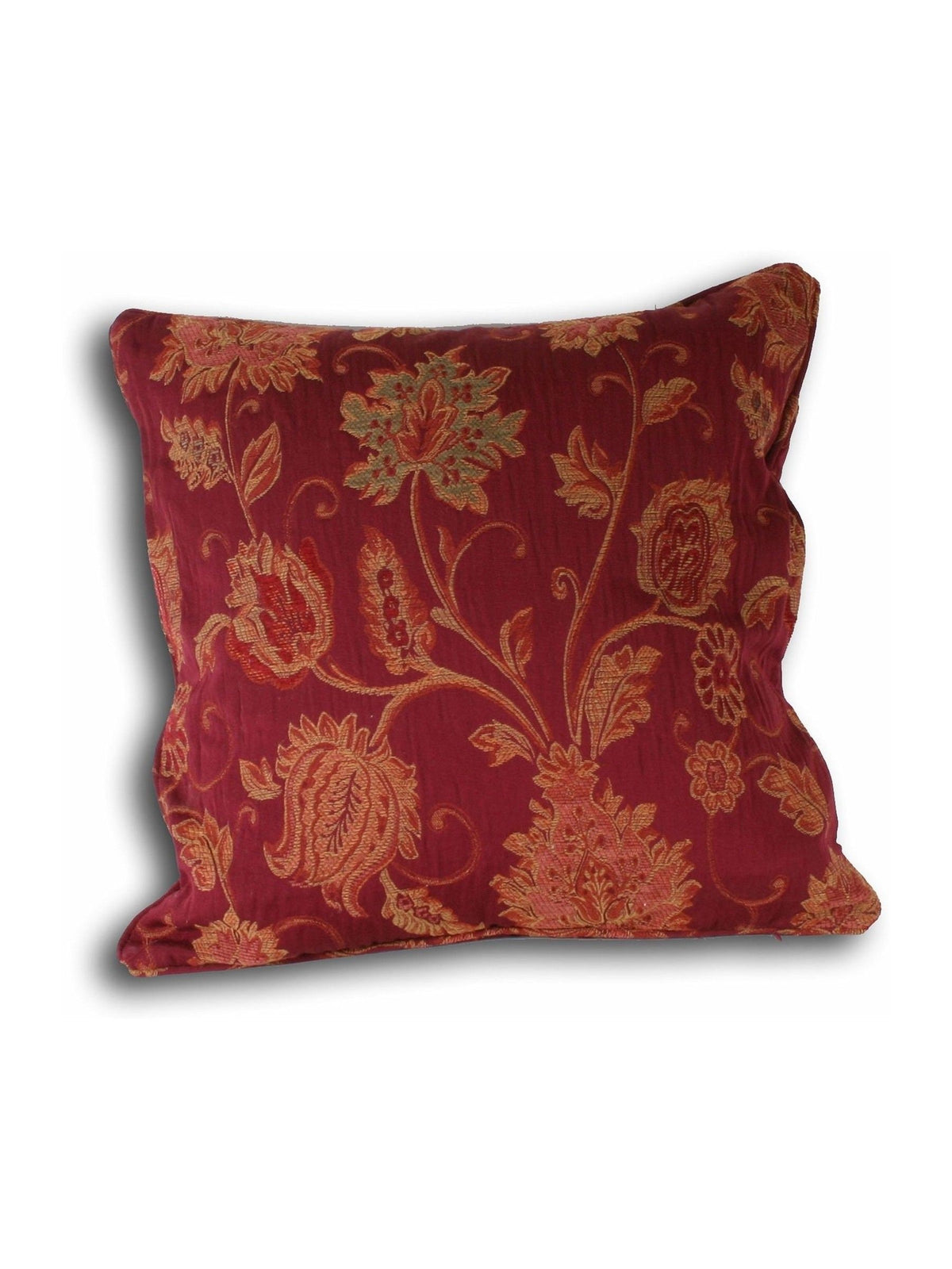 Riva Paoletti Burgundy Red Zurich Floral Jacquard cushion, UK version