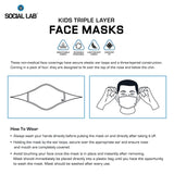 Social Lab triple layer reusable kids face masks 4 pack (British brand)