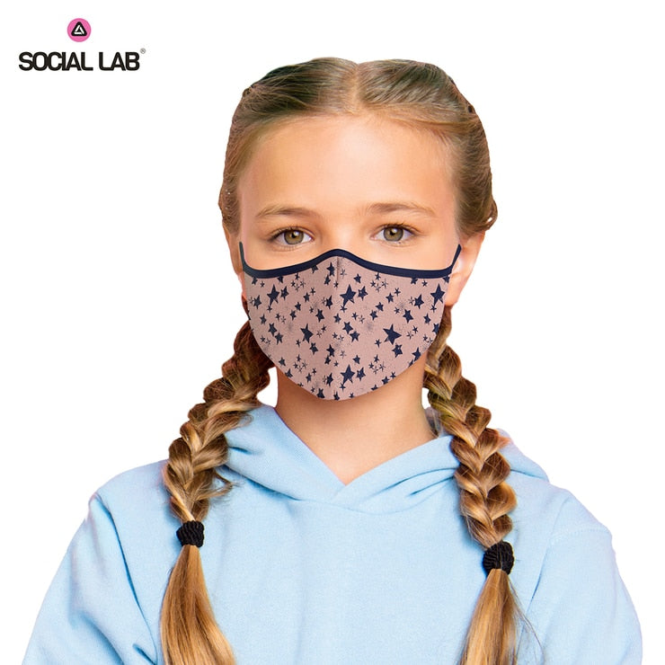 Social Lab triple layer reusable kids face masks 4 pack (British brand)