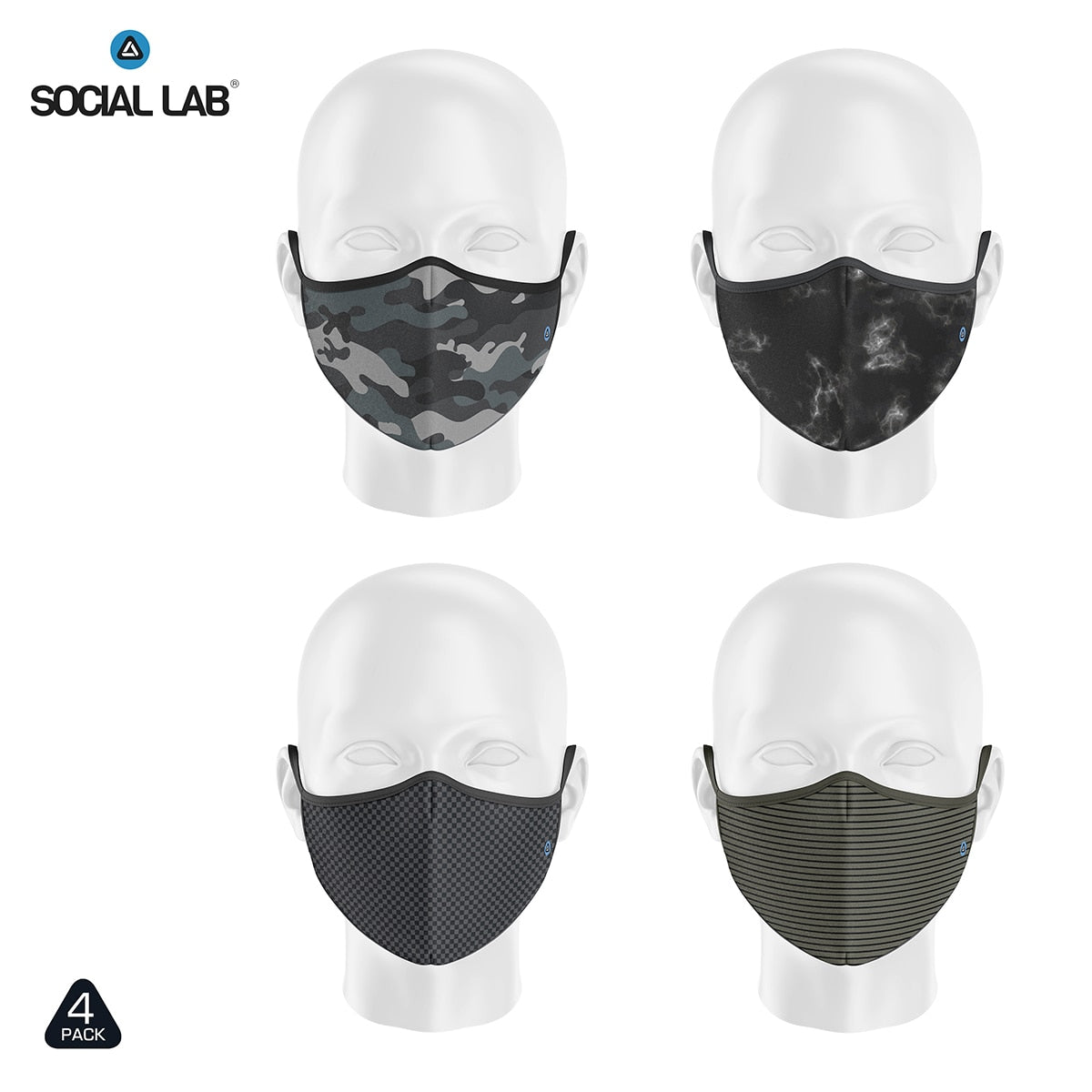 Social Lab triple layer reusable kids face masks 4 pack (British brand)