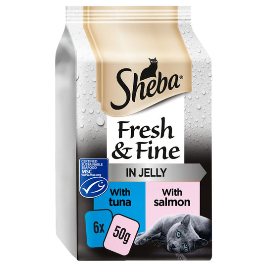 Sheba Fresh & Fine Adult 1+ Wet Cat Food Pouches Fish Collection in Jelly GOODS ASDA   