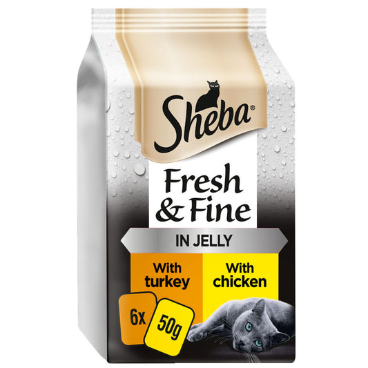 Sheba Fresh & Fine Adult 1+ Wet Cat Food Pouches Poultry Collection in Jelly GOODS ASDA   