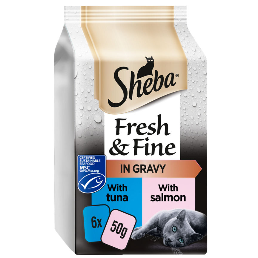 Sheba Fresh & Fine Wet Cat Food Pouches Salmon & Tuna in Gravy