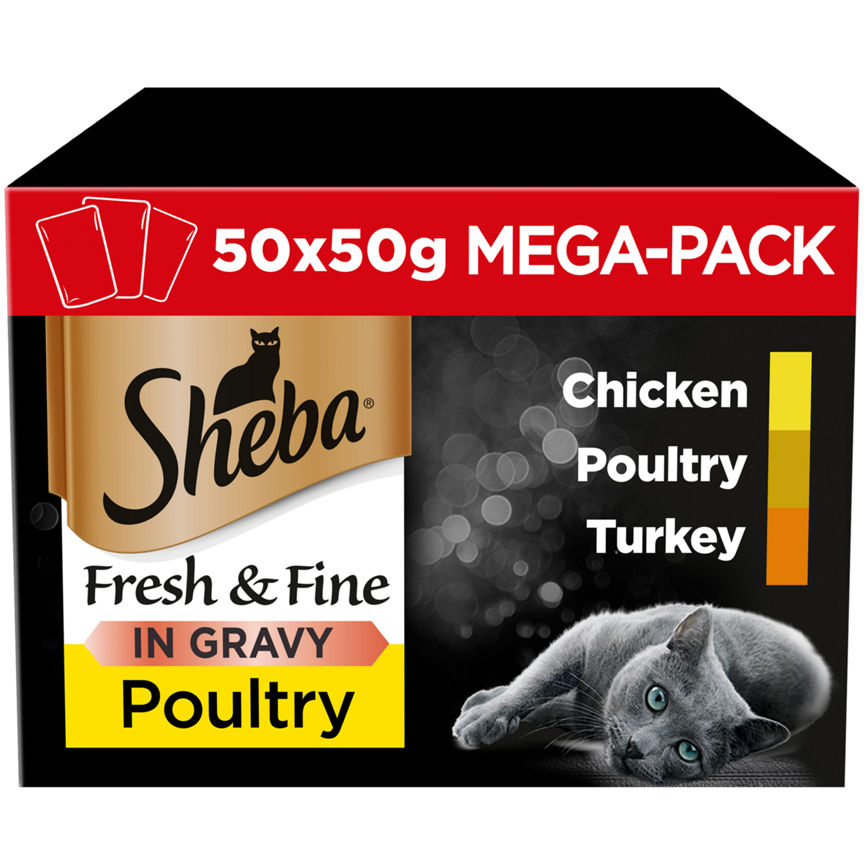 Sheba Sheba Fresh & Fine Wet Cat Food Pouches Poultry in Gravy Mega Pack