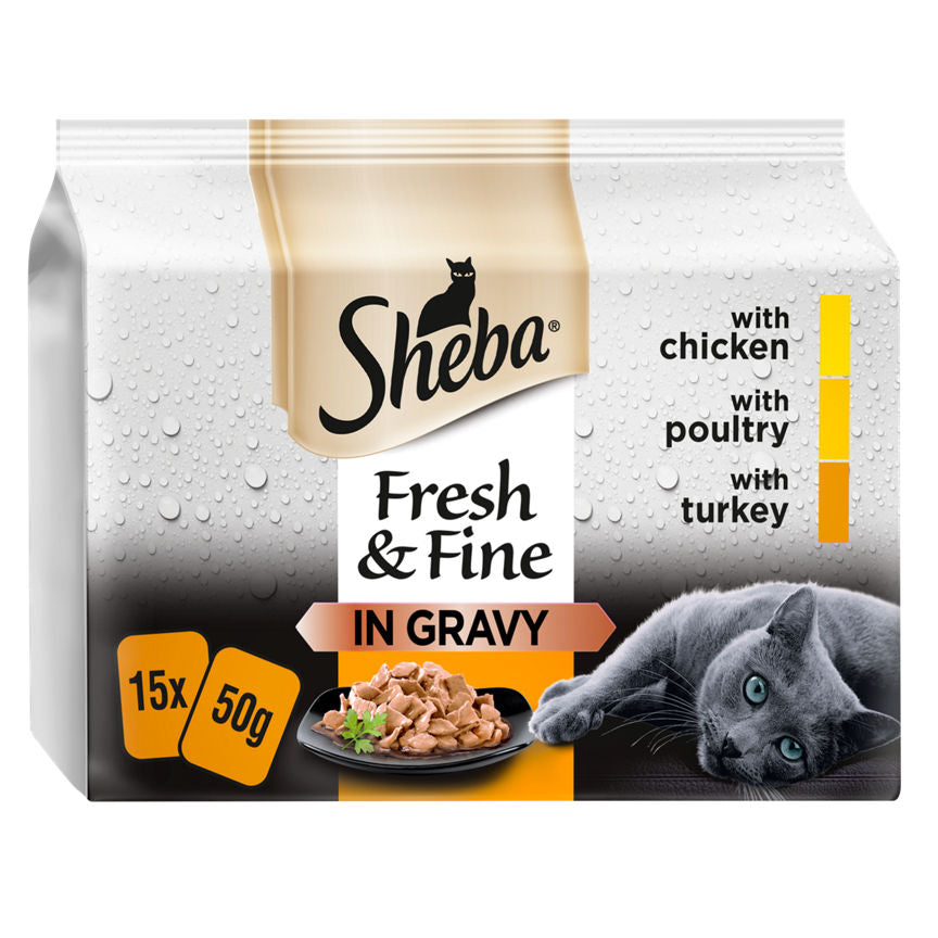 Sheba Fresh & Fine Wet Cat Food Pouches Poultry in Gravy GOODS ASDA   