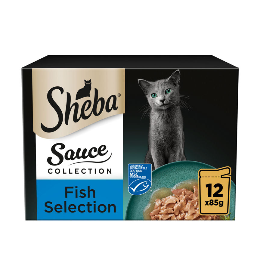 Sheba Sauce Collection Adult Cat Food Pouch Fish Selection 12 x 85g