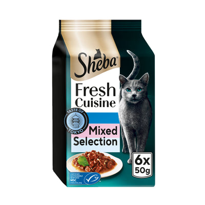 ASDA Sheba Fresh Cuisine Taste of Tokyo Wet Cat Food Fish in Gravy 6x50g Pouch- Buy online at McGrocer