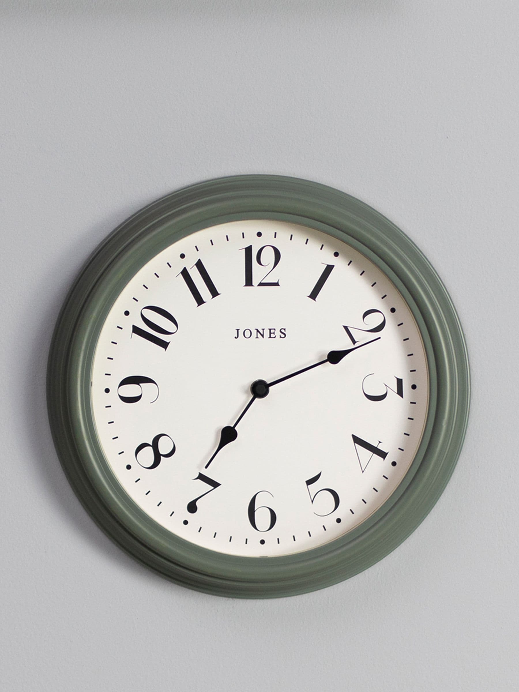 Jones Clocks wall clock in Moss Green, UK version